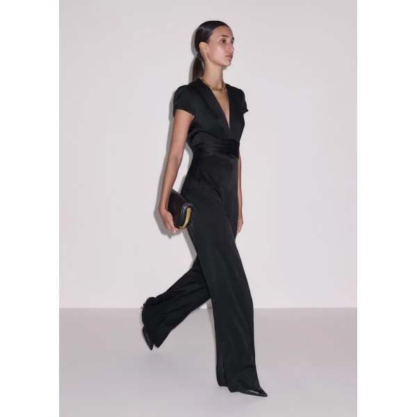 ME+EM ME+EM Pintuck Wide-Leg Jumpsuit in Black - Jumpsuit - Intelligent British Fashion at Coveti