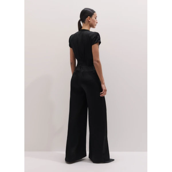 ME+EM ME+EM Pintuck Wide-Leg Jumpsuit in Black - Jumpsuit - Intelligent British Fashion at Coveti