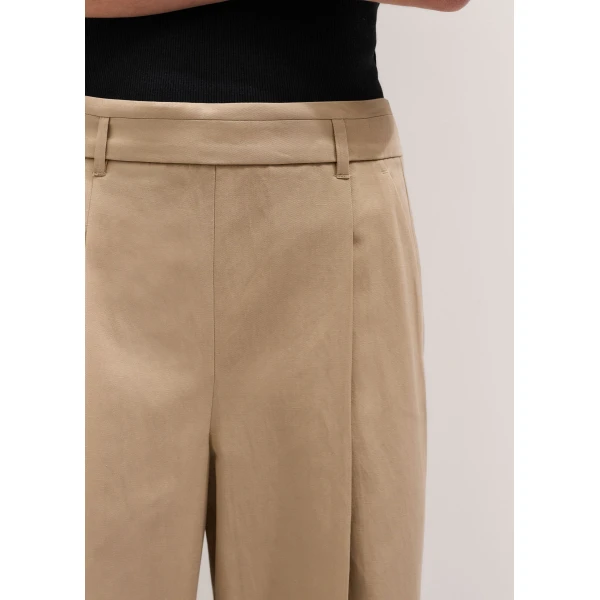 ME+EM ME+EM Pleat Wide-Leg Trouser in Warm Stone - Pants - Intelligent British Fashion at Coveti