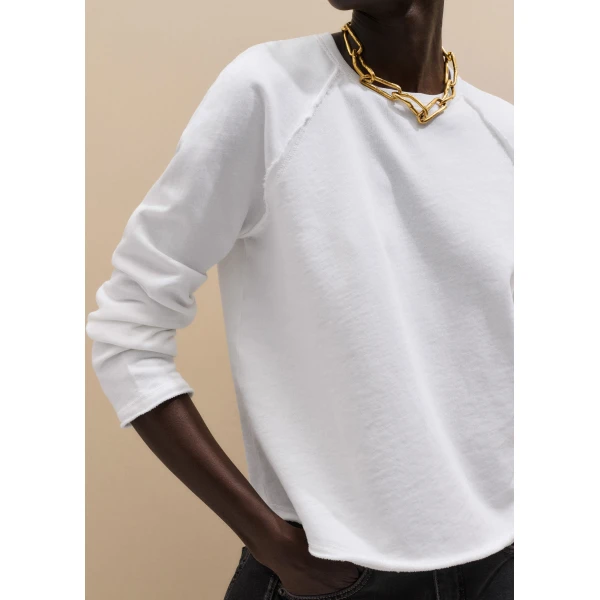 ME+EM ME+EM Raw Edge Sweatshirt in Soft White - Tops - Intelligent British Fashion at Coveti