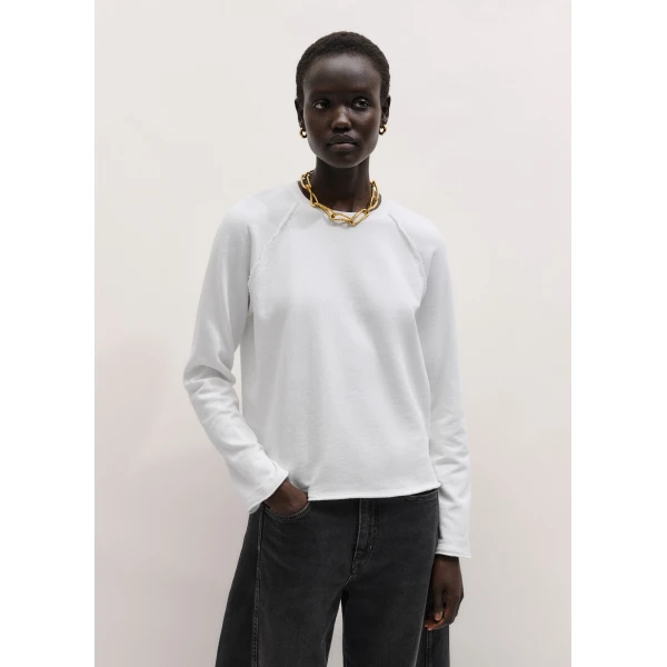 ME+EM ME+EM Raw Edge Sweatshirt in Soft White - Tops - Intelligent British Fashion at Coveti