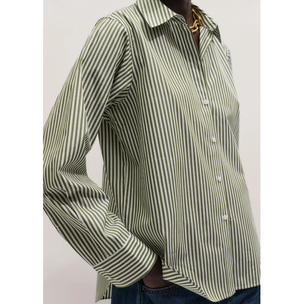 ME+EM ME+EM Relaxed Forever Shirt in Olive/Soft White - Tops - Intelligent British Fashion at Coveti