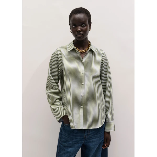 ME+EM ME+EM Relaxed Forever Shirt in Olive/Soft White - Tops - Intelligent British Fashion at Coveti
