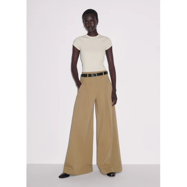 ME+EM ME+EM Rib Slim Tee in Cream - Tops - Intelligent British Fashion at Coveti