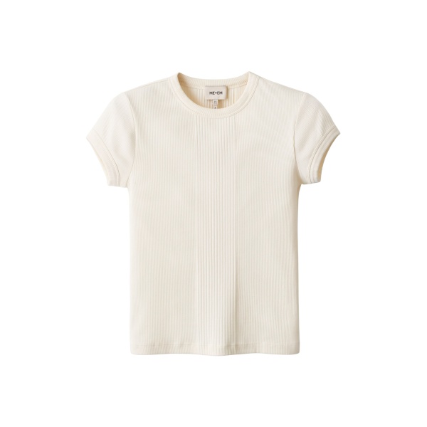 ME+EM ME+EM Rib Slim Tee in Cream - Tops - Intelligent British Fashion at Coveti
