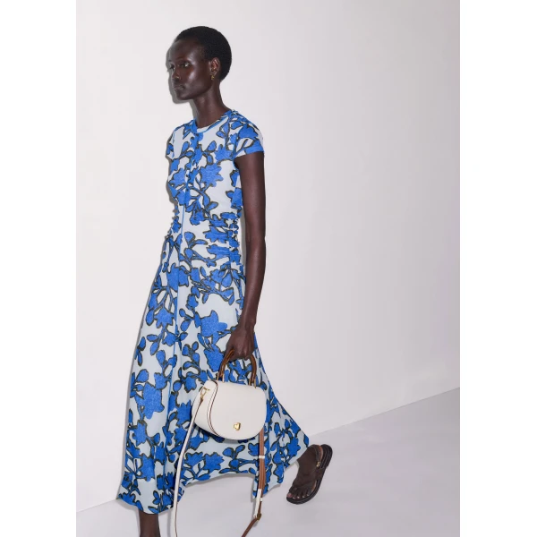 ME+EM ME+EM Ruched Maxi Dress in Blue Multi - Dresses - Intelligent British Fashion at Coveti