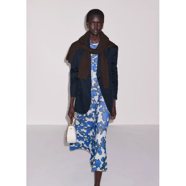 ME+EM ME+EM Ruched Maxi Dress in Blue Multi - Dresses - Intelligent British Fashion at Coveti
