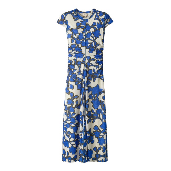 ME+EM ME+EM Ruched Maxi Dress in Blue Multi - Dresses - Intelligent British Fashion at Coveti