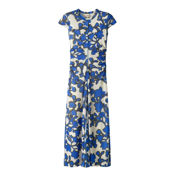 ME+EM ME+EM Ruched Maxi Dress in Blue Multi - Dresses - Intelligent British Fashion at Coveti