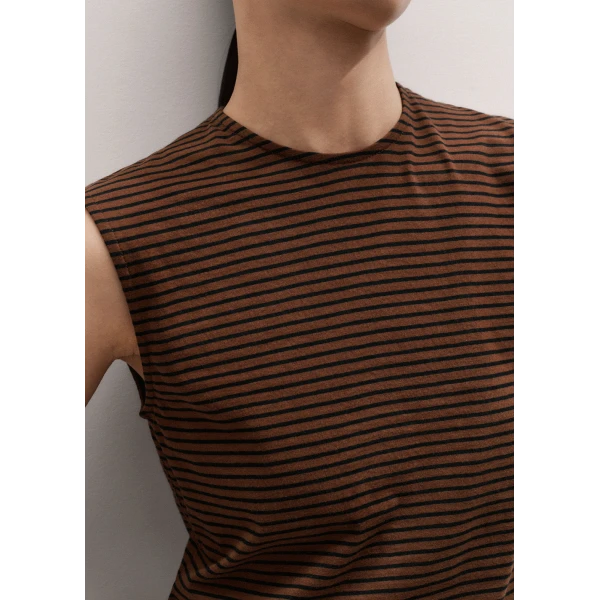 ME+EM ME+EM Scarf Neck Tank in Pecan Brown/Black - Tops - Intelligent British Fashion at Coveti