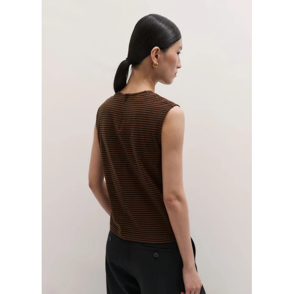 ME+EM ME+EM Scarf Neck Tank in Pecan Brown/Black - Tops - Intelligent British Fashion at Coveti
