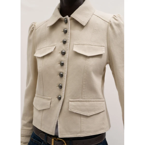 ME+EM ME+EM Short Military Jacket in Ecru - Jackets - Intelligent British Fashion at Coveti