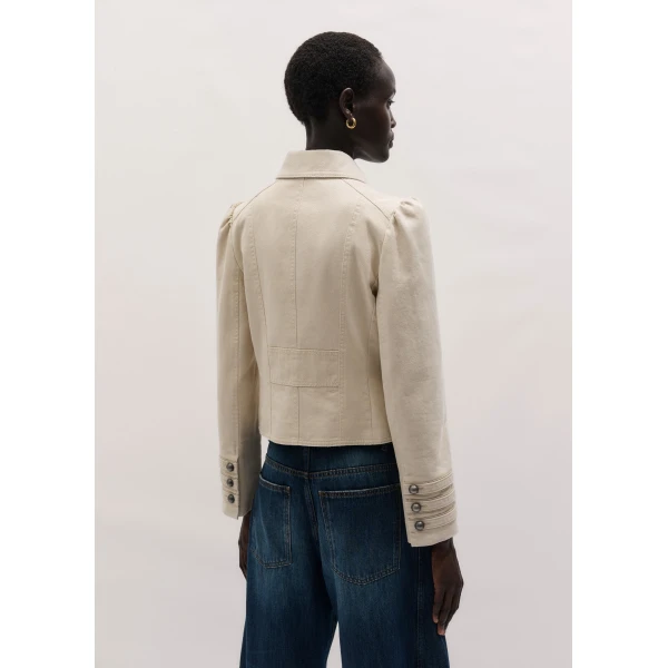 ME+EM ME+EM Short Military Jacket in Ecru - Jackets - Intelligent British Fashion at Coveti