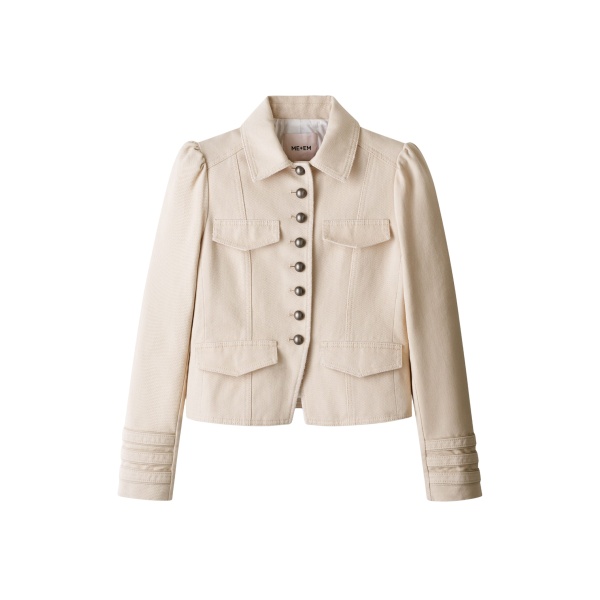 ME+EM ME+EM Short Military Jacket in Ecru - Jackets - Intelligent British Fashion at Coveti