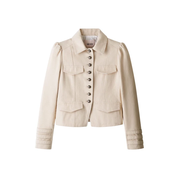 ME+EM ME+EM Short Military Jacket in Ecru - Jackets - Intelligent British Fashion at Coveti