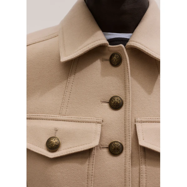 ME+EM ME+EM Short Military Jacket in Pale Stone - Jackets - Intelligent British Fashion at Coveti