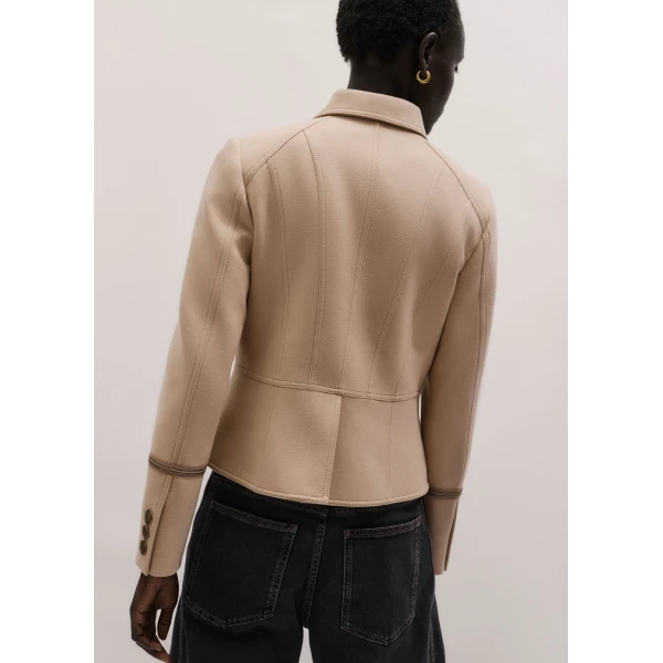 ME+EM ME+EM Short Military Jacket in Pale Stone - Jackets - Intelligent British Fashion at Coveti