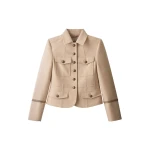 ME+EM ME+EM Short Military Jacket in Pale Stone - Jackets - Intelligent British Fashion at Coveti