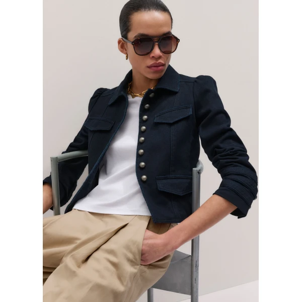 ME+EM ME+EM Short Military Jacket in Summer Navy - Jackets - Intelligent British Fashion at Coveti
