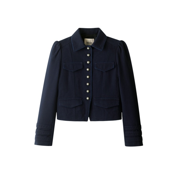 ME+EM ME+EM Short Military Jacket in Summer Navy - Jackets - Intelligent British Fashion at Coveti