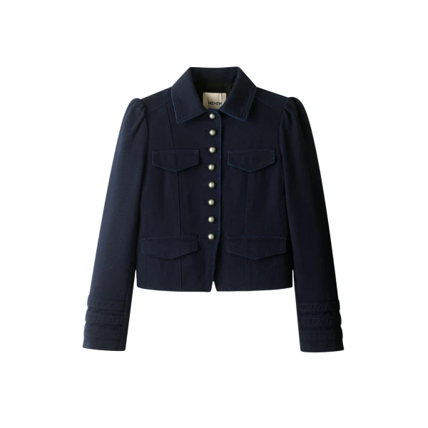 ME+EM ME+EM Short Military Jacket in Summer Navy - Jackets - Intelligent British Fashion at Coveti