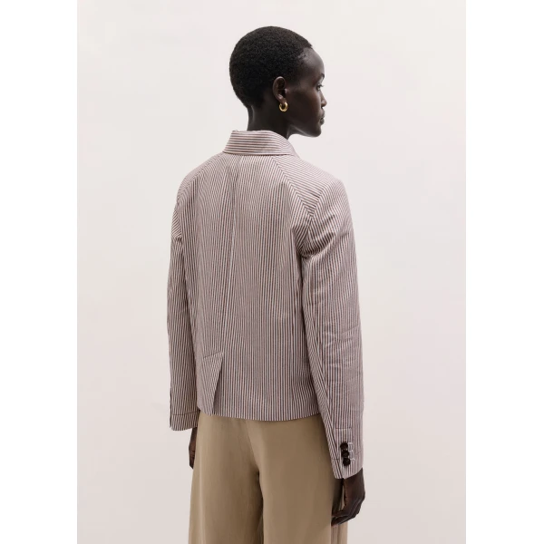 ME+EM ME+EM Short Summer Jacket in Cocoa/Cream - Jackets - Intelligent British Fashion at Coveti