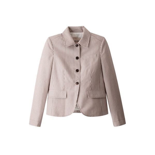 ME+EM ME+EM Short Summer Jacket in Cocoa/Cream - Jackets - Intelligent British Fashion at Coveti