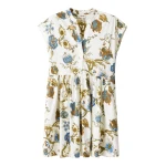 ME+EM ME+EM Short Swing Dress in Light Cream Multi - Dresses - Intelligent British Fashion at Coveti
