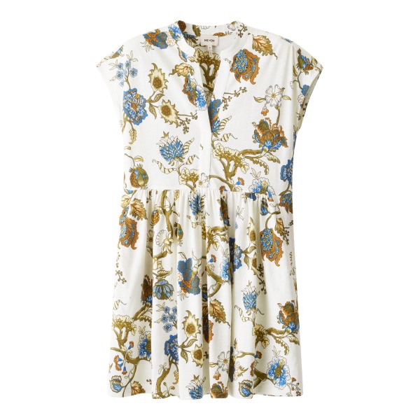 ME+EM ME+EM Short Swing Dress in Light Cream Multi - Dresses - Intelligent British Fashion at Coveti
