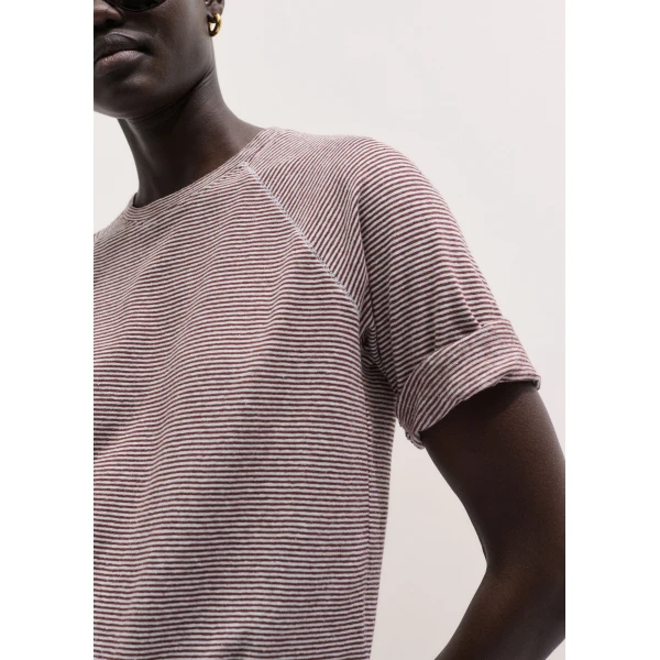 ME+EM ME+EM Slim Fit Raglan Tee in Cinnamon/Light Cream - Tops - Intelligent British Fashion at Coveti