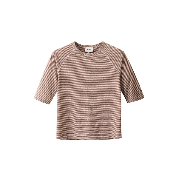 ME+EM ME+EM Slim Fit Raglan Tee in Cinnamon/Light Cream - Tops - Intelligent British Fashion at Coveti