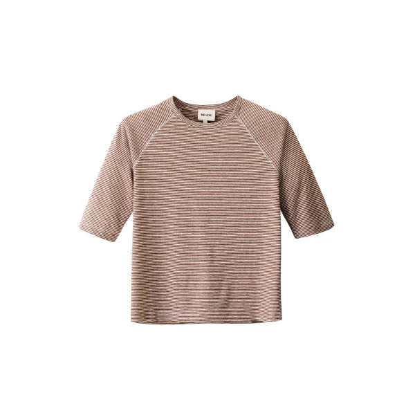 ME+EM ME+EM Slim Fit Raglan Tee in Cinnamon/Light Cream - Tops - Intelligent British Fashion at Coveti