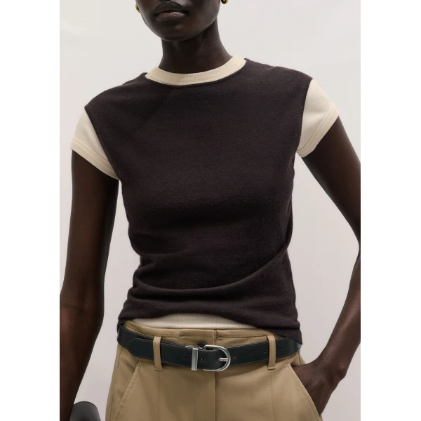 ME+EM ME+EM Slim Knit Vest in Cocoa Brown - Knitwear - Intelligent British Fashion at Coveti