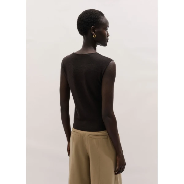 ME+EM ME+EM Slim Knit Vest in Cocoa Brown - Knitwear - Intelligent British Fashion at Coveti