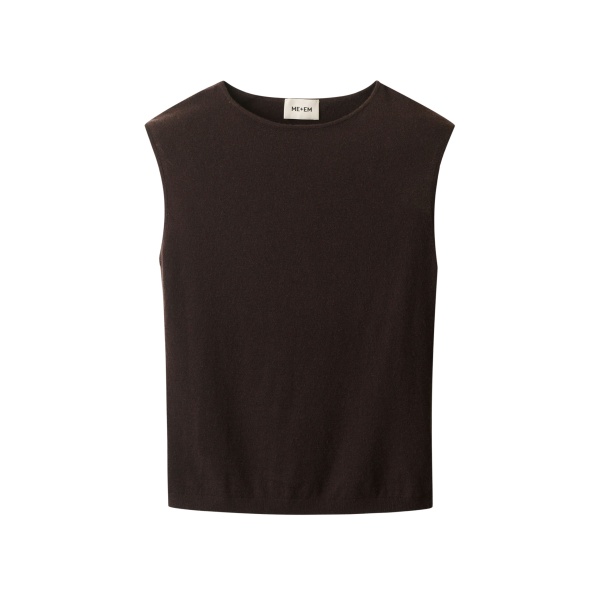 ME+EM ME+EM Slim Knit Vest in Cocoa Brown - Knitwear - Intelligent British Fashion at Coveti