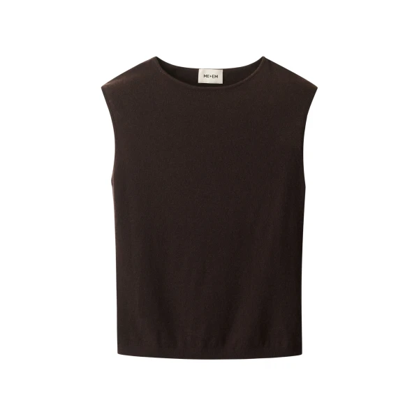 ME+EM ME+EM Slim Knit Vest in Cocoa Brown - Knitwear - Intelligent British Fashion at Coveti