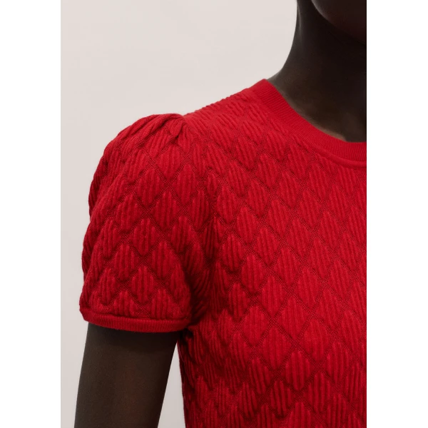 ME+EM ME+EM Smock Slim Knit Tee in Ruby Red - Tops - Intelligent British Fashion at Coveti