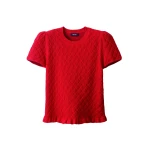 ME+EM ME+EM Smock Slim Knit Tee in Ruby Red - Tops - Intelligent British Fashion at Coveti