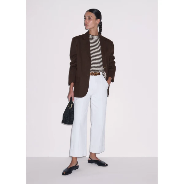 ME+EM ME+EM Straight Crop Trouser in Soft White - Pants - Intelligent British Fashion at Coveti