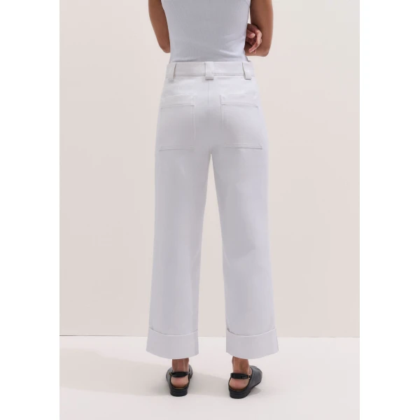 ME+EM ME+EM Straight Crop Trouser in Soft White - Pants - Intelligent British Fashion at Coveti