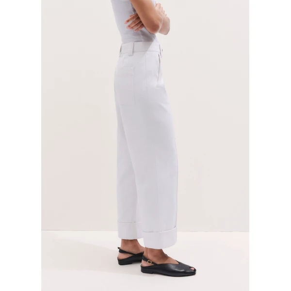 ME+EM ME+EM Straight Crop Trouser in Soft White - Pants - Intelligent British Fashion at Coveti