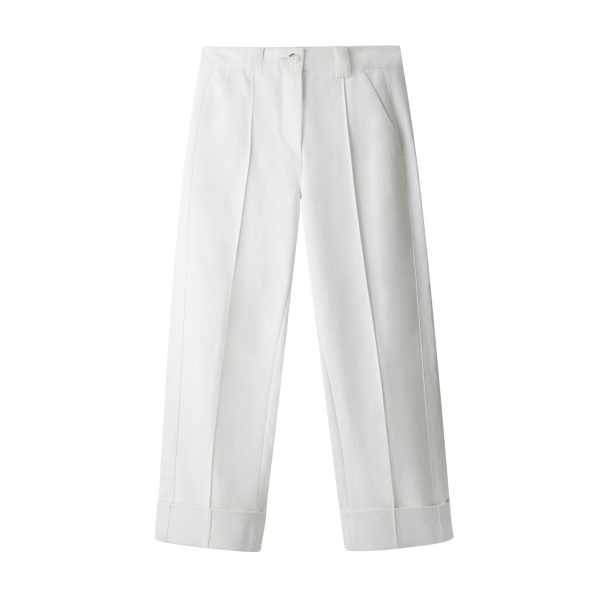 ME+EM ME+EM Straight Crop Trouser in Soft White - Pants - Intelligent British Fashion at Coveti