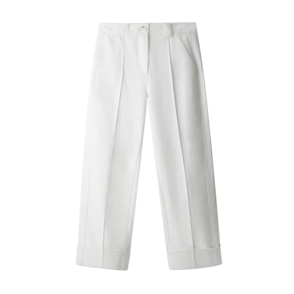 ME+EM ME+EM Straight Crop Trouser in Soft White - Pants - Intelligent British Fashion at Coveti