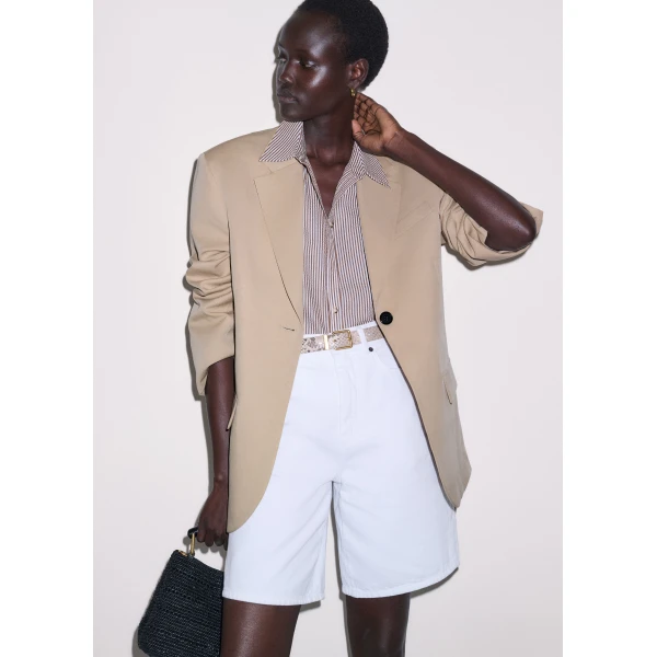 ME+EM ME+EM Straight Summer Blouse in Brown/White - Tops - Intelligent British Fashion at Coveti
