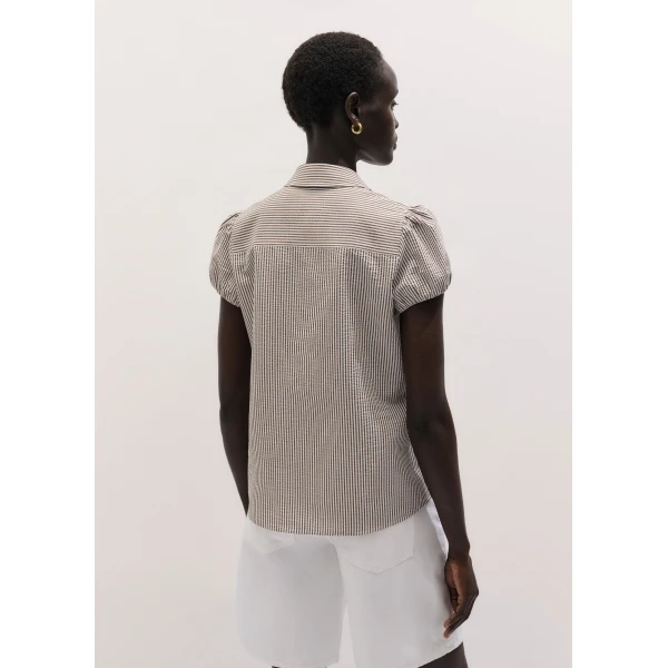 ME+EM ME+EM Straight Summer Blouse in Brown/White - Tops - Intelligent British Fashion at Coveti