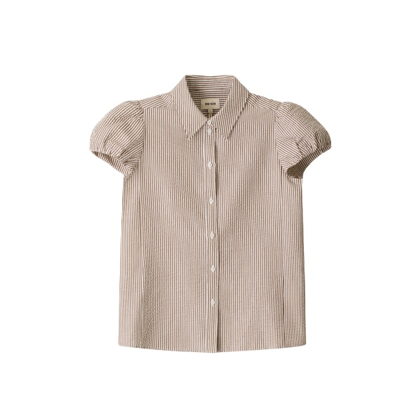 ME+EM ME+EM Straight Summer Blouse in Brown/White - Tops - Intelligent British Fashion at Coveti