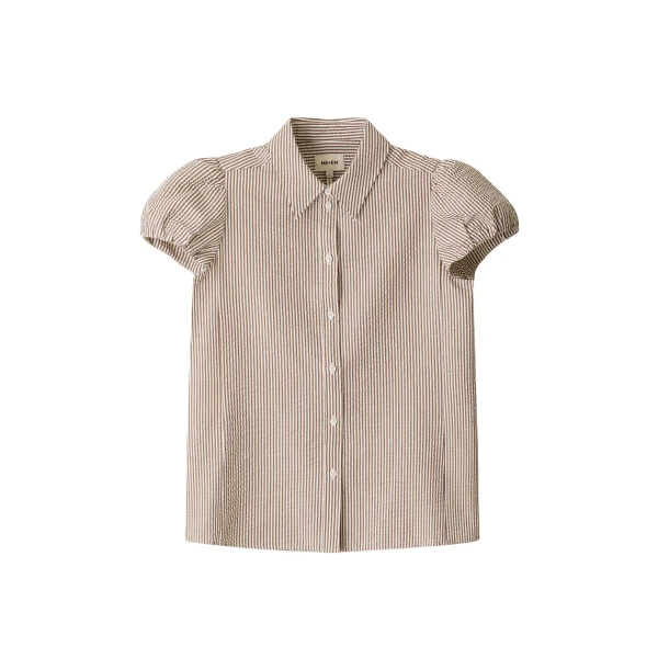 ME+EM ME+EM Straight Summer Blouse in Brown/White - Tops - Intelligent British Fashion at Coveti