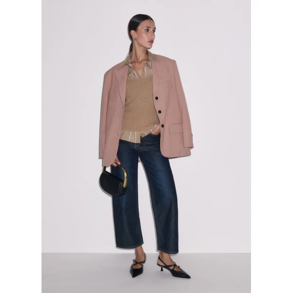 ME+EM ME+EM Stripe Boyfriend Shirt in Tan/Off White - Tops - Intelligent British Fashion at Coveti