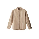 ME+EM ME+EM Stripe Boyfriend Shirt in Tan/Off White - Tops - Intelligent British Fashion at Coveti