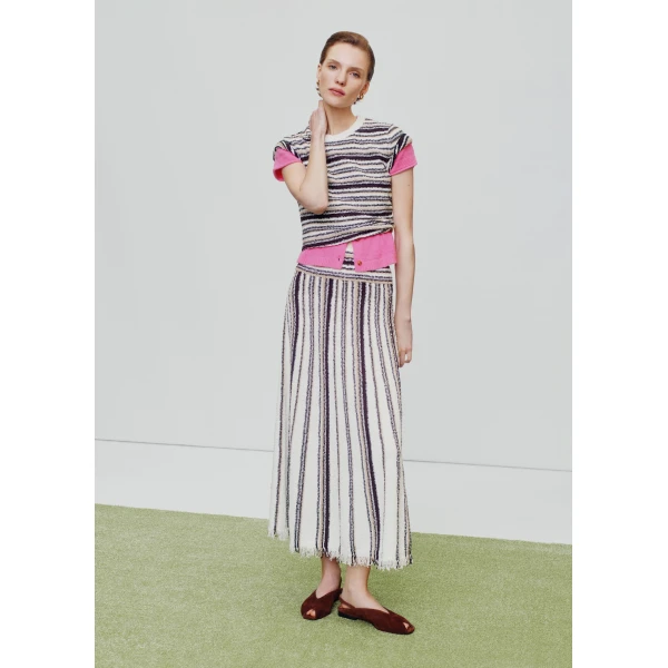 ME+EM ME+EM Stripe Knit Baby Tee in Cream Multi - Knitwear - Intelligent British Fashion at Coveti